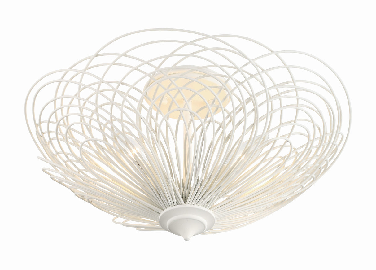 Doral 3 Light Matte White Semi Flush Mount DOR-B7703-MT