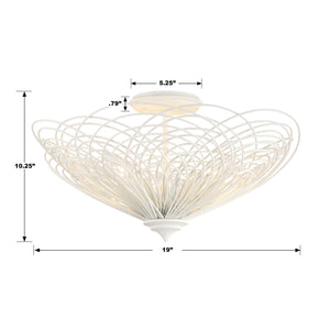 Doral 3 Light Matte White Semi Flush Mount DOR-B7703-MT