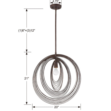 Doral 1 Light Forged Bronze Chandelier DOR-B7711-FB