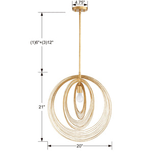 Doral 1 Light Renaissance Gold Chandelier DOR-B7711-RG