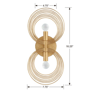 Doral 2 Light Renaissance Gold Sconce DOR-B7722-RG