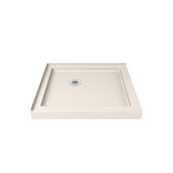 DreamLine SlimLine 32 in. D x 32 in. W x 2 3/4 in. H Corner Drain Double Threshold Shower Base in Biscuit