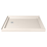 DreamLine SlimLine 36 in. D x 48 in. W x 2 3/4 in. H Left Drain Double Threshold Shower Base in Biscuit