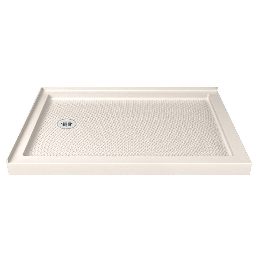 DreamLine Flex 36 in. D x 60 in. W x 74 3/4 in. H Semi-Frameless Shower Enclosure in Brushed Nickel with Left Drain Biscuit Base