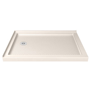 DreamLine Flex 36 in. D x 60 in. W x 74 3/4 in. H Semi-Frameless Shower Enclosure in Brushed Nickel with Left Drain Biscuit Base