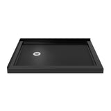 DreamLine SlimLine 36 in. D x 48 in. W x 2 3/4 in. H Left Drain Double Threshold Shower Base in Black