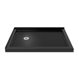 DreamLine Flex 36 in. D x 60 in. W x 74 3/4 in. H Semi-Frameless Pivot Shower Enclosure in Chrome with Left Drain Black Base Kit