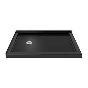 DreamLine SlimLine 34 in. D x 48 in. W x 2 3/4 in. H Left Drain Double Threshold Shower Base in Black