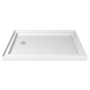 DreamLine Flex 36 in. D x 60 in. W x 74 3/4 in. H Semi-Frameless Pivot Shower Enclosure in Chrome with Left Drain White Base Kit