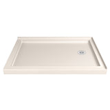 DreamLine SlimLine 34 in. D x 48 in. W x 2 3/4 in. H Right Drain Double Threshold Shower Base in Biscuit