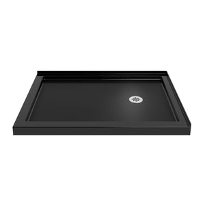 DreamLine SlimLine 36 in. D x 48 in. W x 2 3/4 in. H Right Drain Double Threshold Shower Base in Black