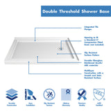 DreamLine Flex 36 in. D x 48 in. W x 74 3/4 in. H Semi-Frameless Shower Enclosure in Brushed Nickel with Right Drain White Base