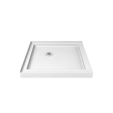 DreamLine SlimLine 36 in. D x 36 in. W x 2 3/4 in. H Corner Drain Double Threshold Shower Base in White