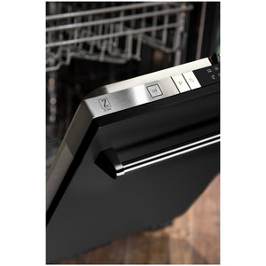 ZLINE 24 in. Top Control Dishwasher with Black Matte Panel and Traditional Style Handle, 52dBa (DW-BLM-24)