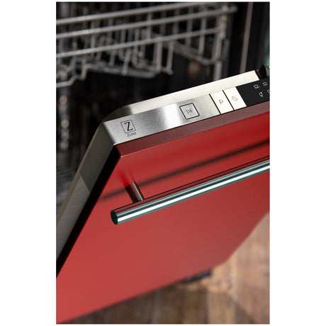 ZLINE 24 in. Top Control Dishwasher with Red Matte Panel and Modern Style Handle, 52dBa (DW-RM-H-24)