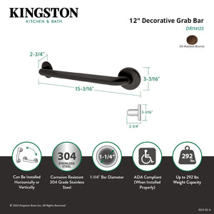 Americana Thrive In Place DR114125 12-Inch X 1-1/4 Inch O.D Grab Bar, Oil Rubbed Bronze