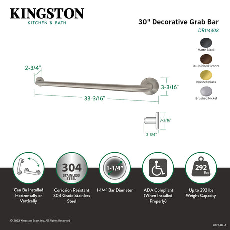 Americana Thrive In Place DR114308 30-Inch x 1-1/4 Inch O.D Grab Bar, Brushed Nickel