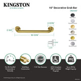 Milano Thrive In Place DR214167 16-Inch x 1-1/4 Inch O.D Grab Bar, Brushed Brass