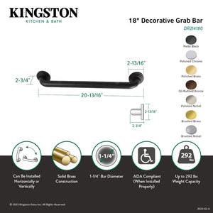 Milano Thrive In Place DR214187 18-Inch X 1-1/4 Inch O.D Grab Bar, Brushed Brass