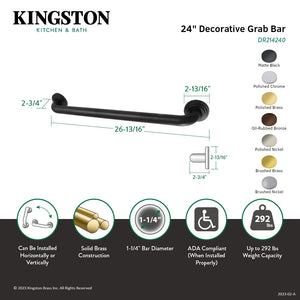 Milano Thrive In Place DR214240 24-Inch X 1-1/4 Inch O.D Grab Bar, Matte Black
