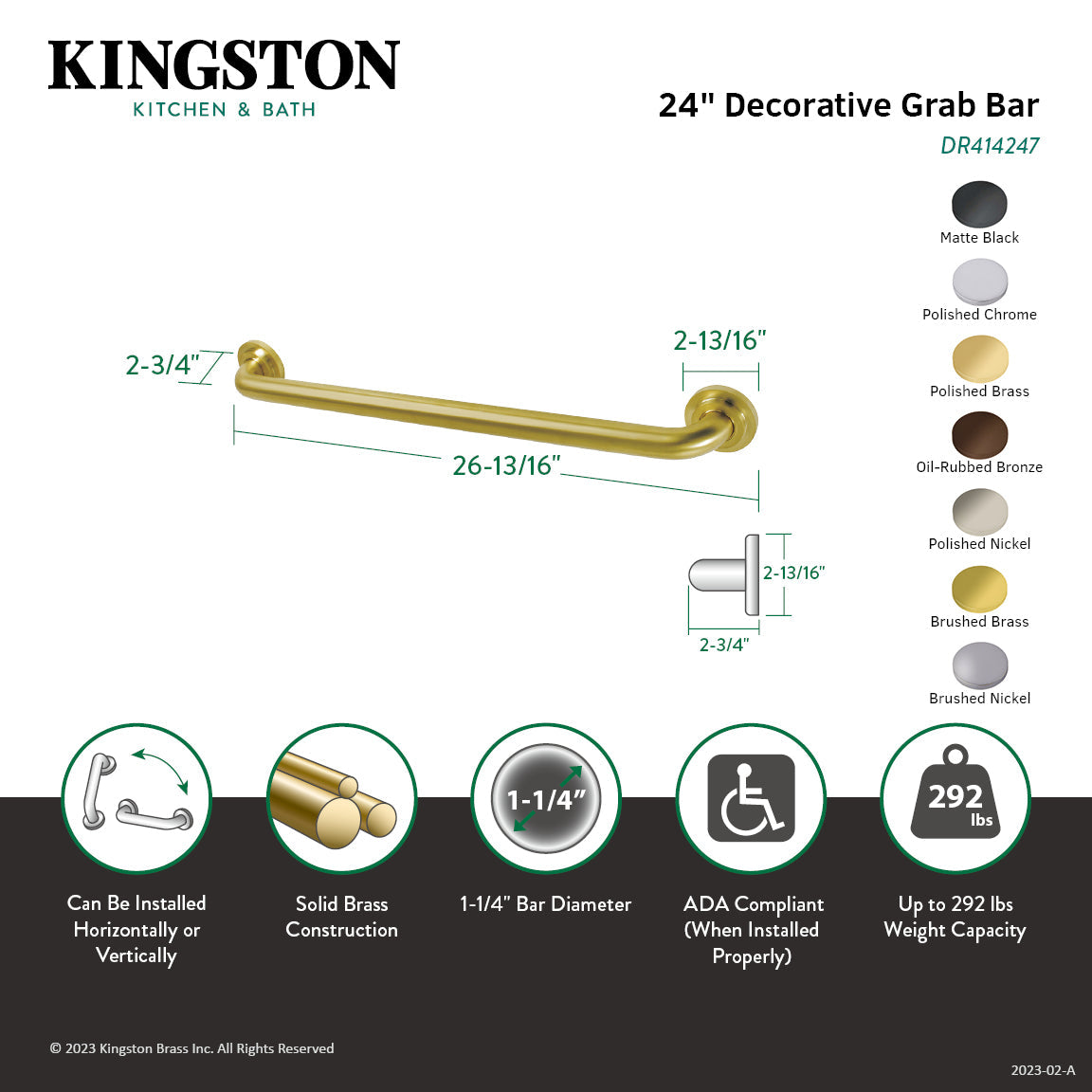 Manhattan Thrive In Place DR414245 24-Inch X 1-1/4 Inch O.D Grab Bar, Oil Rubbed Bronze