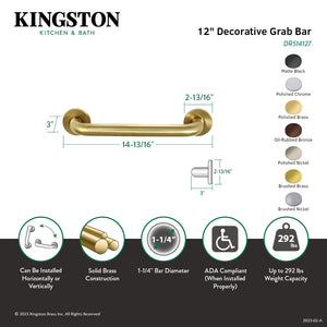 Meridian Thrive In Place DR514121 12-Inch x 1-1/4 Inch O.D Grab Bar, Polished Chrome