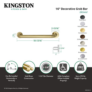 Meridian Thrive In Place DR514162 16-Inch x 1-1/4 Inch O.D Grab Bar, Polished Brass