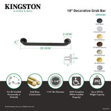 Meridian Thrive In Place DR514182 18-Inch X 1-1/4 Inch O.D Grab Bar, Polished Brass