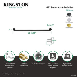 Meridian Thrive In Place DR514480 48-Inch x 1-1/4 Inch O.D Grab Bar, Matte Black