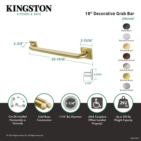 Claremont Thrive In Place DR614185 18-Inch x 1-1/4 Inch O.D Grab Bar, Oil Rubbed Bronze