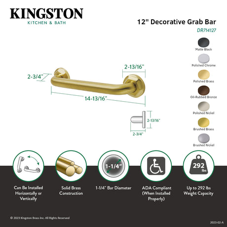 Metropolitan Thrive In Place DR714121 12-Inch x 1-1/4 Inch O.D Grab Bar, Polished Chrome