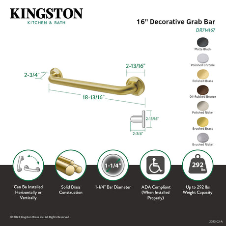 Metropolitan Thrive In Place DR714166 16-Inch x 1-1/4 Inch O.D Grab Bar, Polished Nickel