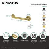 Laurel Thrive In Place DR814127 12-Inch x 1-1/4 Inch O.D Grab Bar, Brushed Brass
