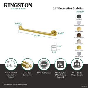 Laurel Thrive In Place DR814242 24-Inch x 1-1/4 Inch O.D Grab Bar, Polished Brass
