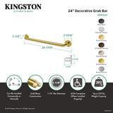 Camelon Thrive In Place DR914247 24-Inch X 1-1/4 Inch O.D Grab Bar, Brushed Brass