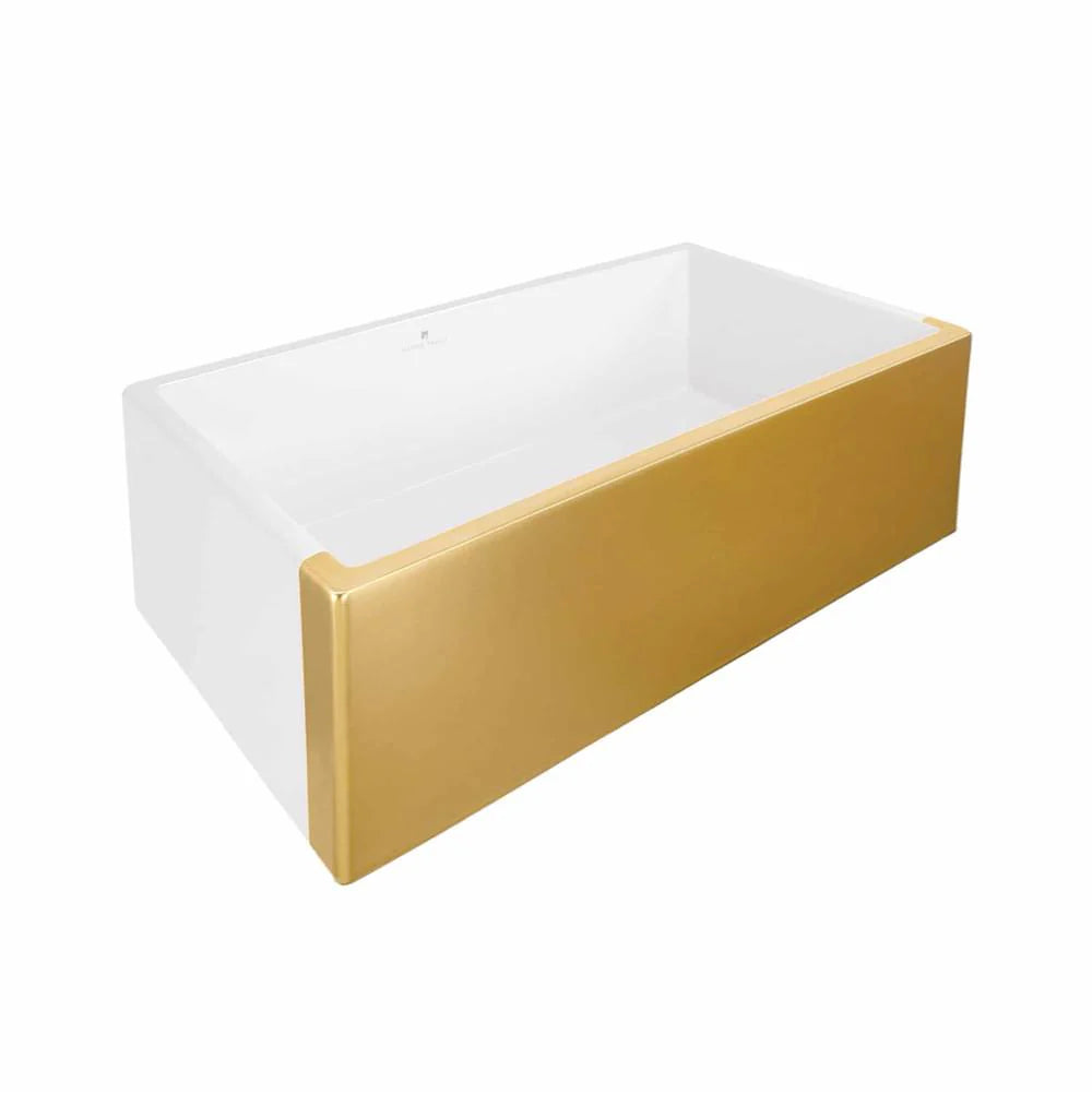 30" Gold Native Trails Precious Metals Dreamer Farmhouse Single Basin Fireclay Kitchen Sink Native Trails Dreamer Farmhouse Kitchen Sink PMK3018 (Showroom Display for Sale)