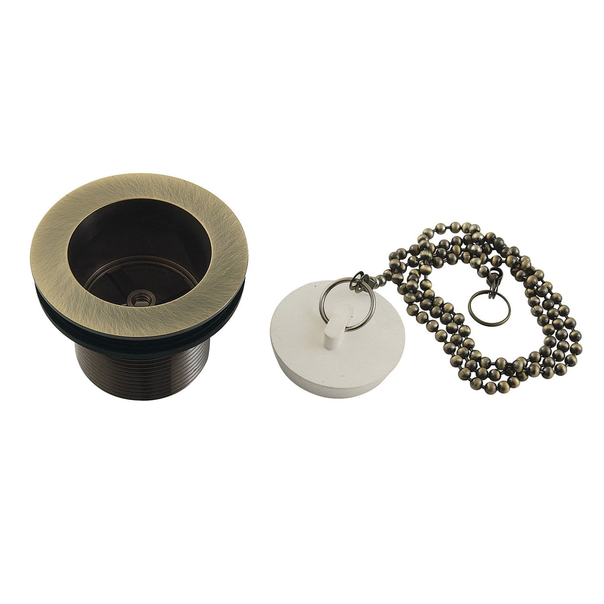 Made To Match DSP15AB 1-1/2-Inch Chain and Stopper Tub Drain with 1-1/2-Inch Body Thread, Antique Brass