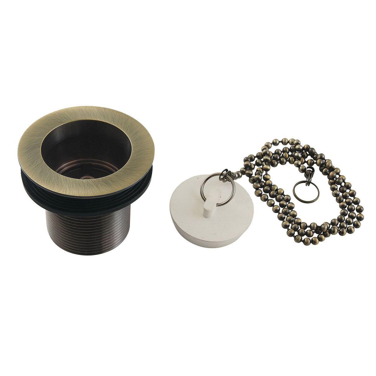 Made To Match DSP17AB 1-1/2-Inch Chain and Stopper Tub Drain with 1-3/4-Inch Body Thread, Antique Brass