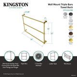 Maximilien DTC323619BB 36-Inch Wall Mount 3-Bar Towel Rack, Brushed Brass