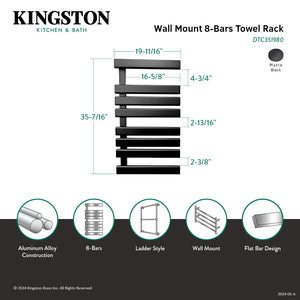 Metzinger DTC351980 Aluminum Wall Mount Towel Rack, Matte Black