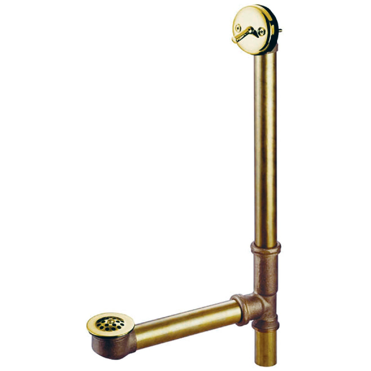 Made To Match DTL1162 21-Inch Brass Trip Lever Tub Waste and Overflow with Grid Strainer, Polished Brass