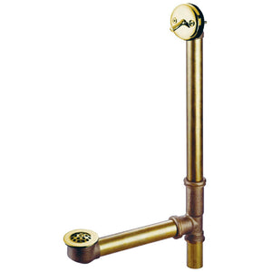 Made To Match DTL1162 21-Inch Brass Trip Lever Tub Waste and Overflow with Grid Strainer, Polished Brass