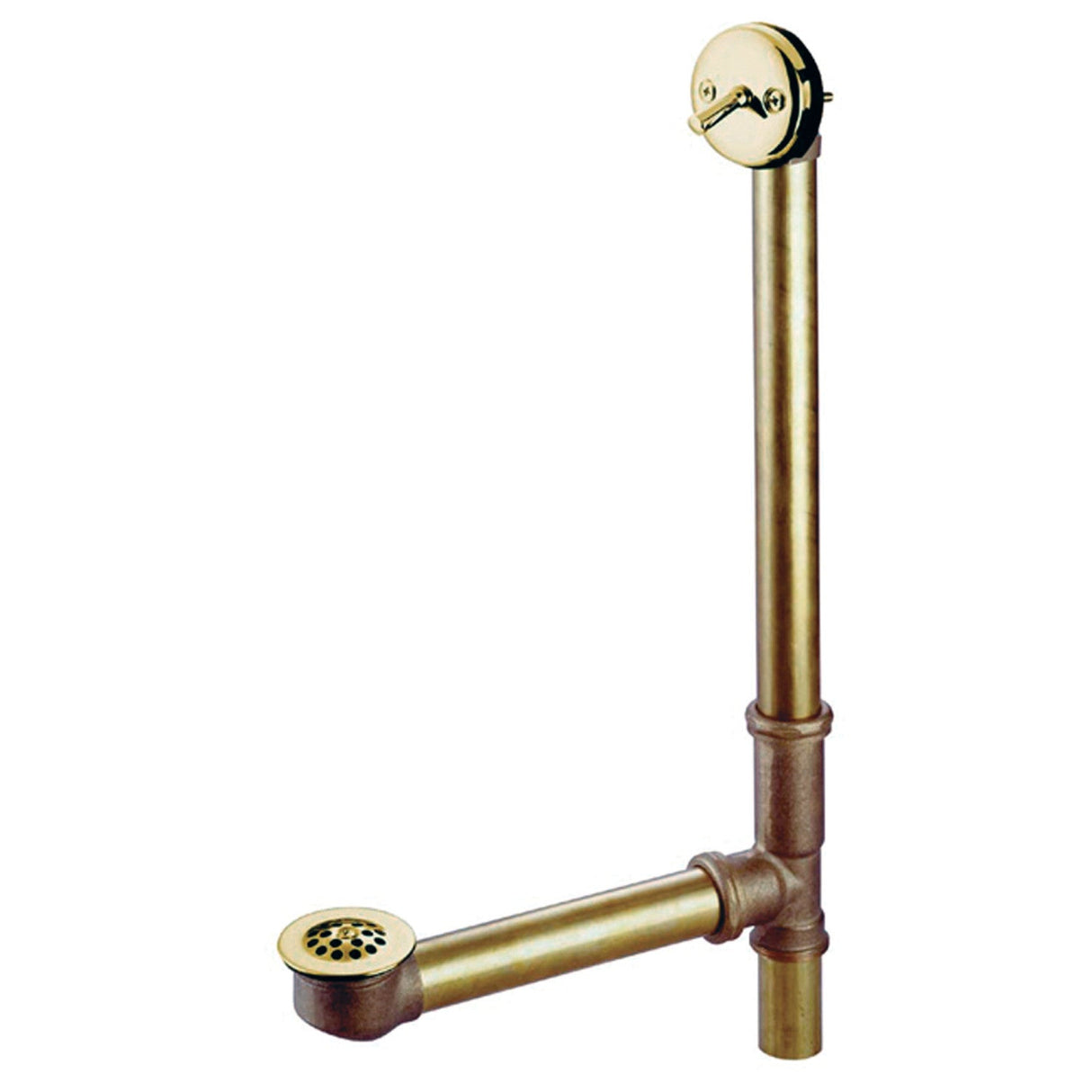Made To Match DTL1182 23-Inch Brass Trip Lever Tub Waste and Overflow with Grid Strainer, Polished Brass