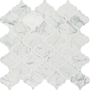 Daltile Marble Carrara White Baroque 3x3 Straight Edge Polished Mosaic Natural Stone Tile