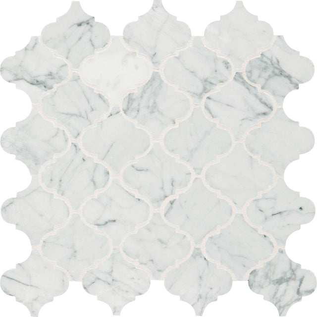 Daltile Marble Carrara White Baroque 3x3 Straight Edge Polished Mosaic Natural Stone Tile
