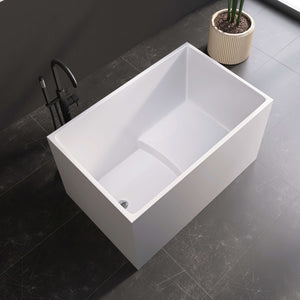 New England Home Goods Whitney 43" Freestanding Tub in White - Stone Resin Solid Surface