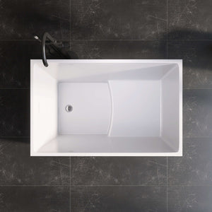 New England Home Goods Whitney 43" Freestanding Tub in White - Stone Resin Solid Surface