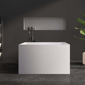 New England Home Goods Whitney 43" Freestanding Tub in White - Stone Resin Solid Surface