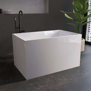 New England Home Goods Whitney 43" Freestanding Tub in White - Stone Resin Solid Surface