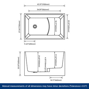 New England Home Goods Whitney 43" Freestanding Tub in White - Stone Resin Solid Surface